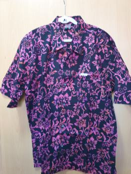 Batik shirt - Black with Floral Pattern